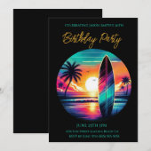 Summer Party Sunset Surfboard Vibes- Einladung (Vorne/Hinten)