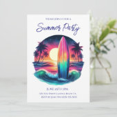 Summer Party - Surfboard Escape- Einladung (Stehend Vorderseite)