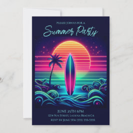 Summer Party - Surfen im Neon Sunset Einladung