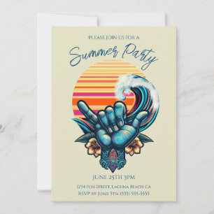 Summer Party - Surfen in einem großen Wave-Hand Sy Einladung