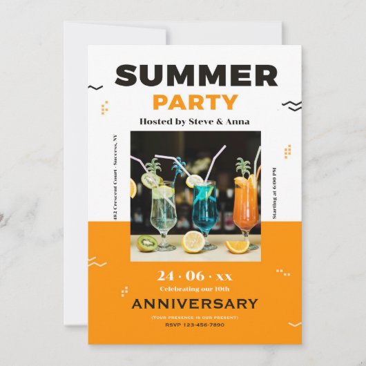 Summer Party Trendy Einladung (Vorderseite)