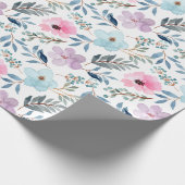 Summer Pastel Blue Watercolor Blume Muster Geschenkpapier (Ecke)