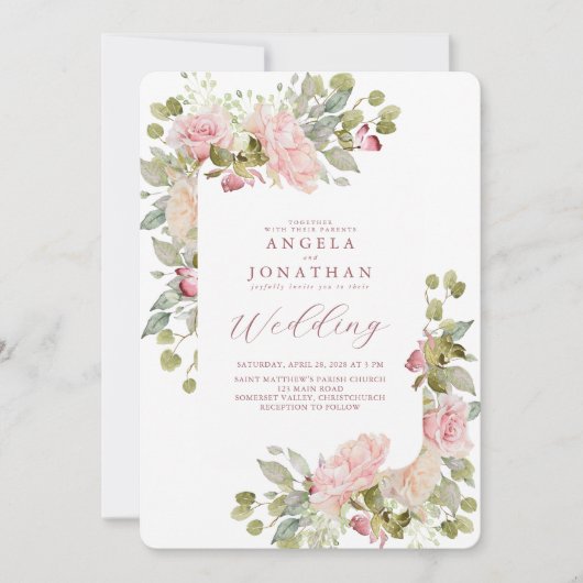 Summer Pastel Florals Wedding Einladung (Vorderseite)