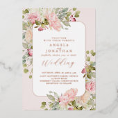 Summer Pastel Florals Wedding Folieneinladung (Vorderseite)