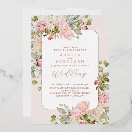 Summer Pastel Florals Wedding Folieneinladung (Briefumschlag)