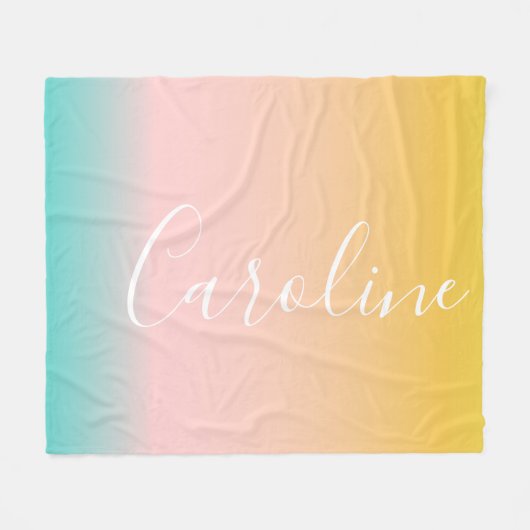 Summer Pastel Gradient | Name des Personalisierten Fleecedecke (Vorderseite (Horizontal))