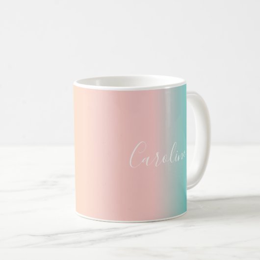 Summer Pastel Gradient | Name des Personalisierten Kaffeetasse (VorderseiteRechts)