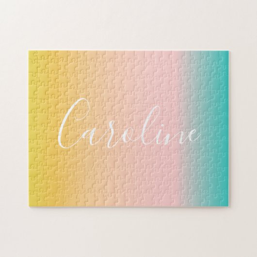 Summer Pastel Gradient | Name des Personalisierten Puzzle (Horizontal)