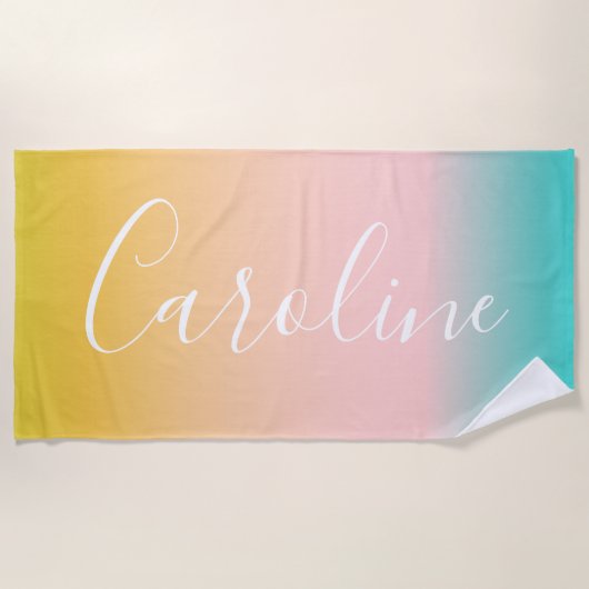 Summer Pastel Gradient | Name des Personalisierten Strandtuch (Vorderseite)