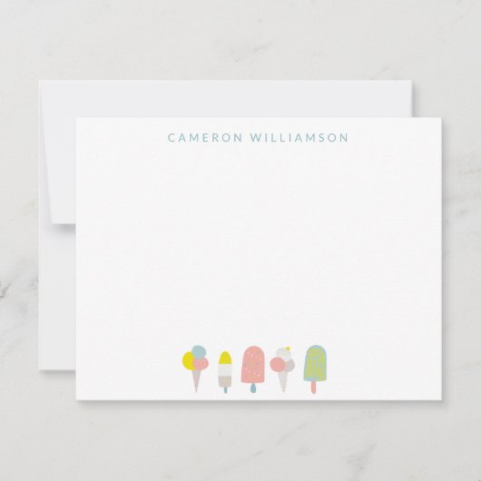 Summer Pastel Ice Creme Personalisiertes Geschirr Mitteilungskarte (Vorderseite)