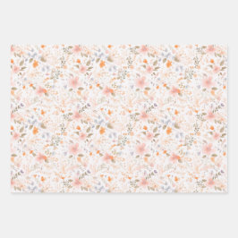 Summer Pastel Watercolor-Blume Geschenkpapier Set