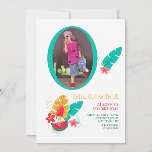 Summer Pattern Foto Geburtstag Einladung (Vorderseite)