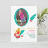 Summer Pattern Foto Geburtstag Einladung (Stehend Vorderseite)