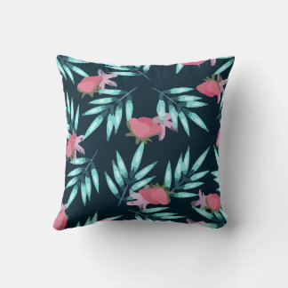 Summer Pattern Palm Blätter Rosa Kissen