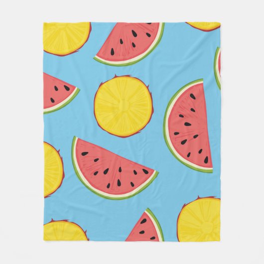 Summer pattern with pineapple and watermelonart,ba fleecedecke (Vorderseite)