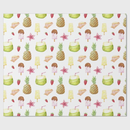 Summer Pattern Wrapping Paper Geschenkpapier (Flach)