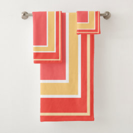 Summer Peach Geometric Blockmuster Badhandtuch Set