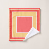 Summer Peach Geometric Blockmuster Badhandtuch Set (Waschlappen)