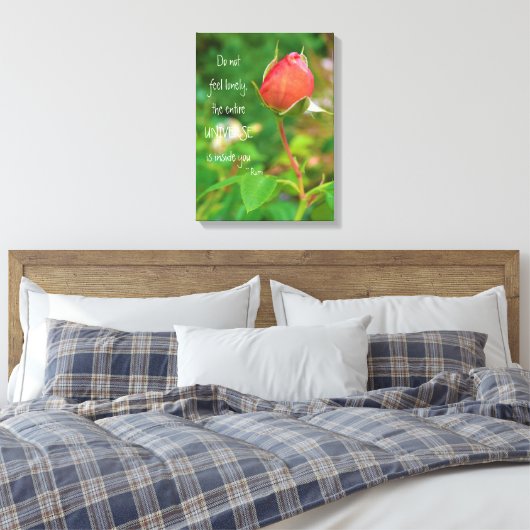 Summer Peach Rose Bud Rumi Zitat Leinwanddruck (Insitu (Schlafzimmer))