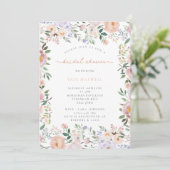 Summer Peach Terracotta Botanisches Brautparty Einladung (Stehend Vorderseite)