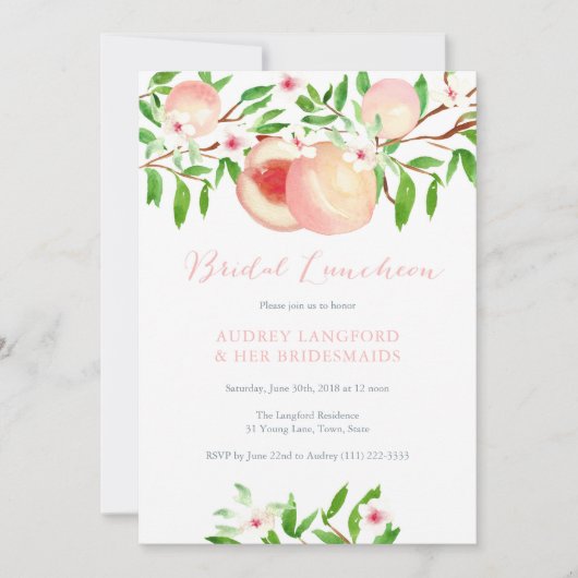 Summer Peaches Bridal Luncheon Karten (Vorderseite)