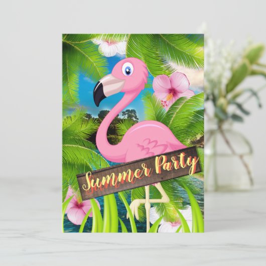 Summer Pelican Party Einladung (Stehend Vorderseite)