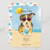 Summer Pembroke Welsh Corgi Beach Party Einladung (Vorne/Hinten)
