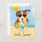 Summer Pembroke Welsh Corgi Postkarte (Vorne/Hinten)