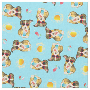 Summer Pembroke Welsh Corgi Stoff