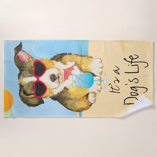 Summer Pembroke Welsh Corgi Strandtuch (Vorderseite)