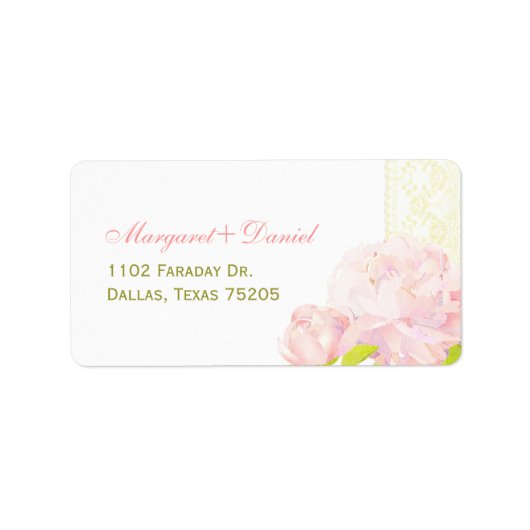 Summer Peony Wedding Address Adressaufkleber (Vorne)