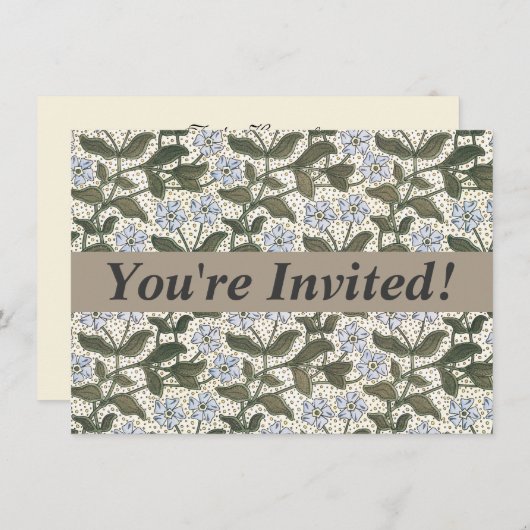 Summer Periwinkle Blume Hübsch Elegantes Flora Einladung (Vorne/Hinten)