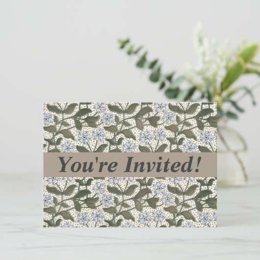 Summer Periwinkle Blume Hübsch Elegantes Flora Einladung (Stehend Vorderseite)