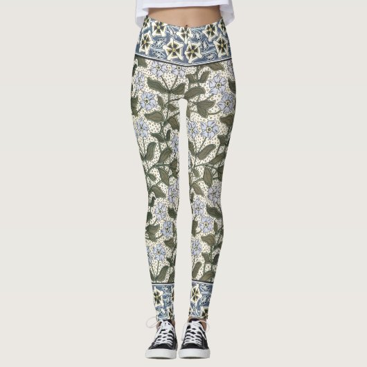 Summer Periwinkle Blume Hübsch Elegantes Flora Leggings (Vorderseite)