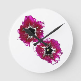 Summer Petunias Runde Wanduhr