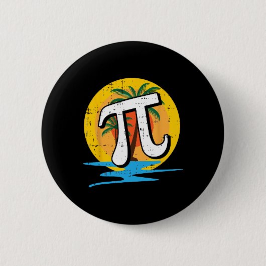 Summer Pi Day Retro Beach Math Symbole Lehrer Stu Button (Vorderseite)