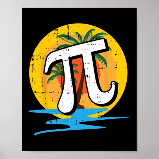 Summer Pi Day Retro Beach Math Symbole Lehrer Stu Poster (Vorne)
