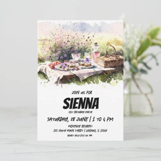 Summer Picnic auf Feld Einladung (Stehend Vorderseite)