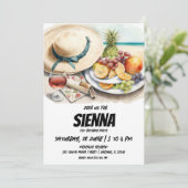 Summer Picnic beach hat Einladung (Stehend Vorderseite)