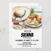 Summer Picnic beach hat Einladung (Vorne/Hinten)