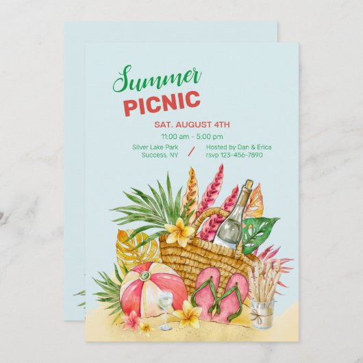 Summer Picnic Einladung (Vorne/Hinten)