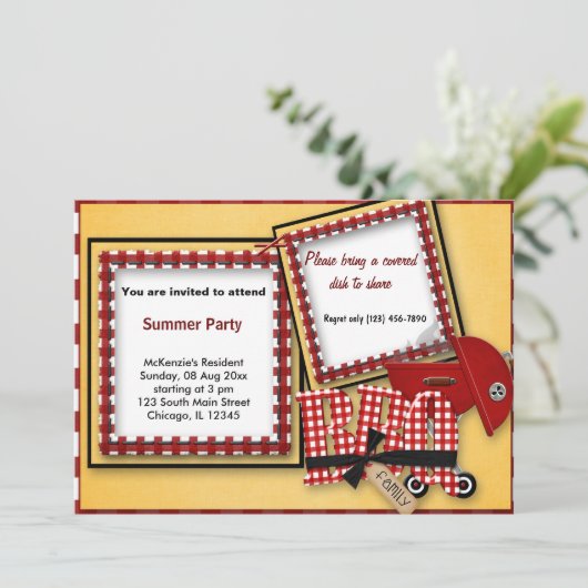 Summer Picnic Einladung (Stehend Vorderseite)