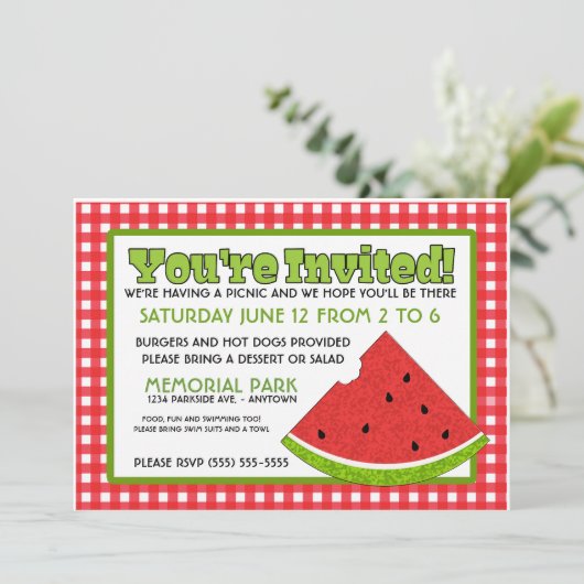Summer Picnic Einladung (Stehend Vorderseite)