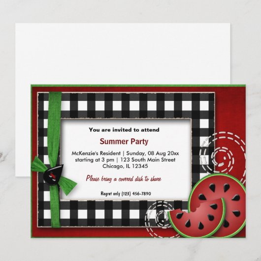 Summer Picnic Einladung (Vorne/Hinten)