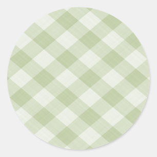 Summer Picnic Gingham Checkered Tablecloth: Green Runder Aufkleber