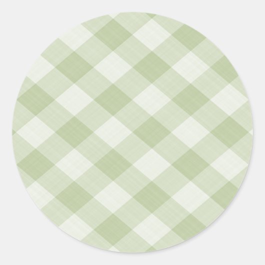 Summer Picnic Gingham Checkered Tablecloth: Green Runder Aufkleber (Vorderseite)