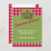 Summer Picnic Gingham Postcard Einladungspostkarte (Vorne/Hinten)