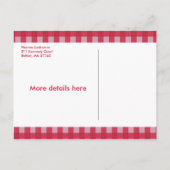 Summer Picnic Gingham Postcard Einladungspostkarte (Rückseite)