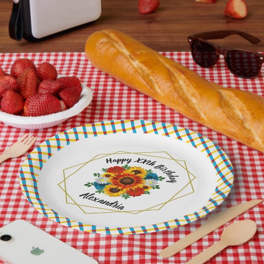 Summer Picnic Party Geometric Floral Pappteller (Picknick)