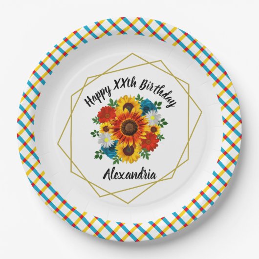 Summer Picnic Party Geometric Floral Pappteller (Vorderseite)